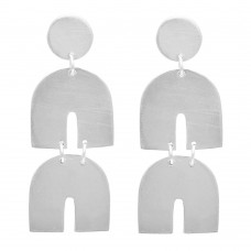 Silver geometric earring